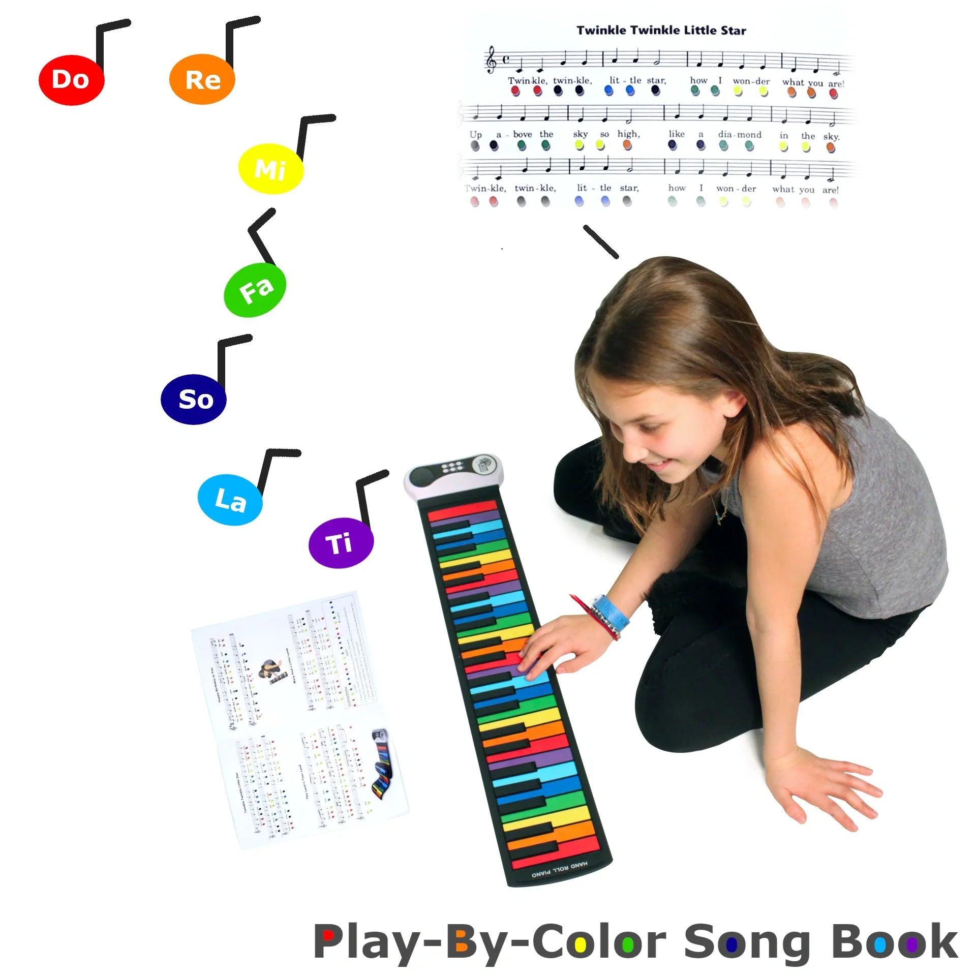 Mukikim 49-Key Rainbow Rock and Roll it Roll-up Piano