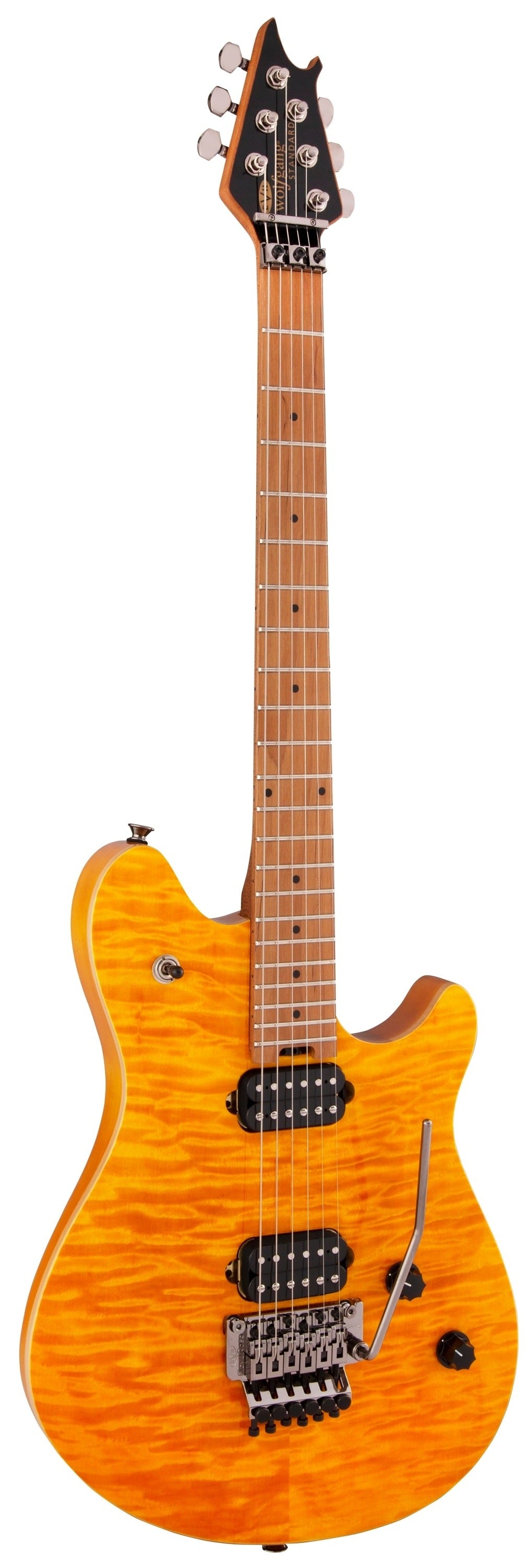 EVH Wolfgang Standard QM, Baked Maple FB, Transparent Amber