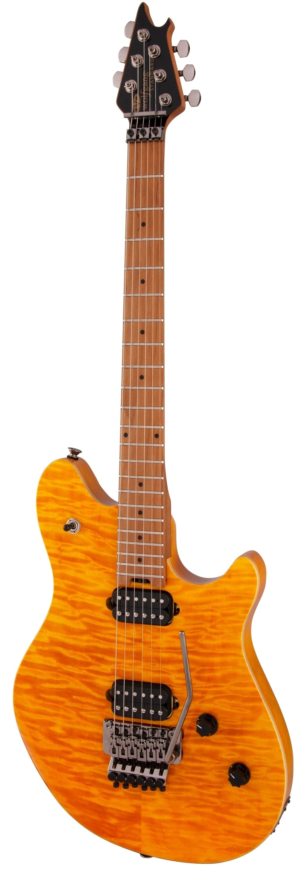 EVH Wolfgang Standard QM, Baked Maple FB, Transparent Amber
