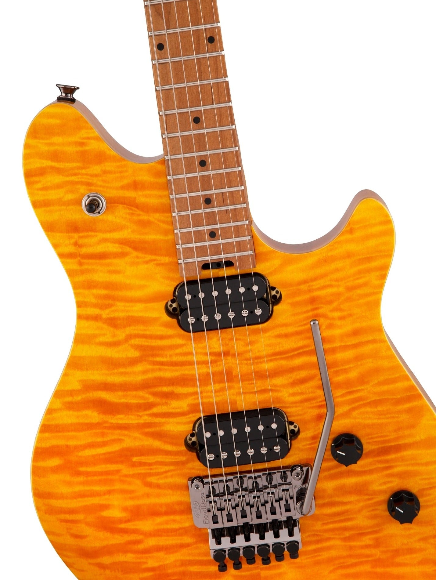 EVH Wolfgang Standard QM, Baked Maple FB, Transparent Amber