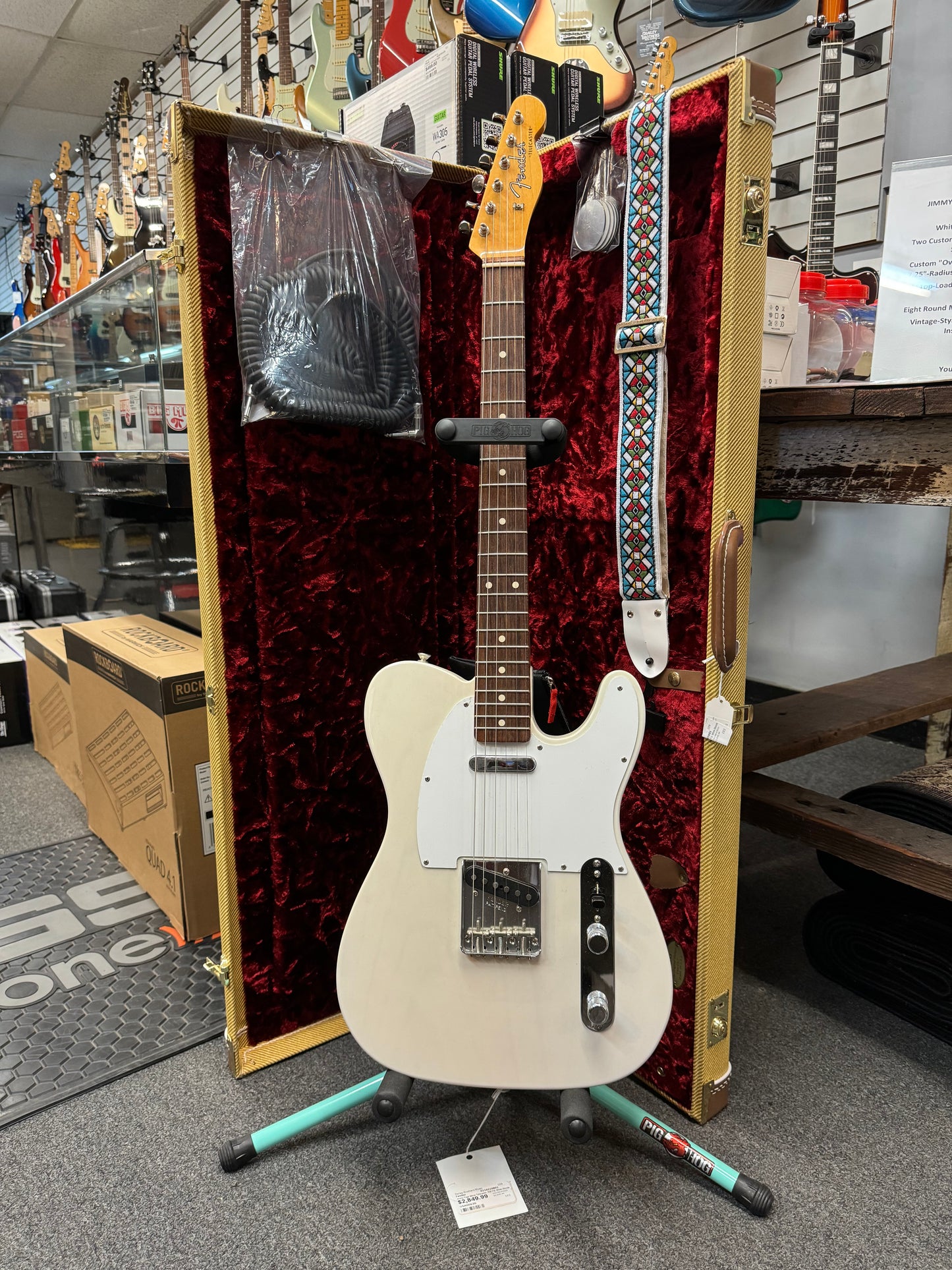 USED MINT | Fender Jimmy Page Mirror Telecaster, RW FB, White Blonde | w/ case, cable, strap