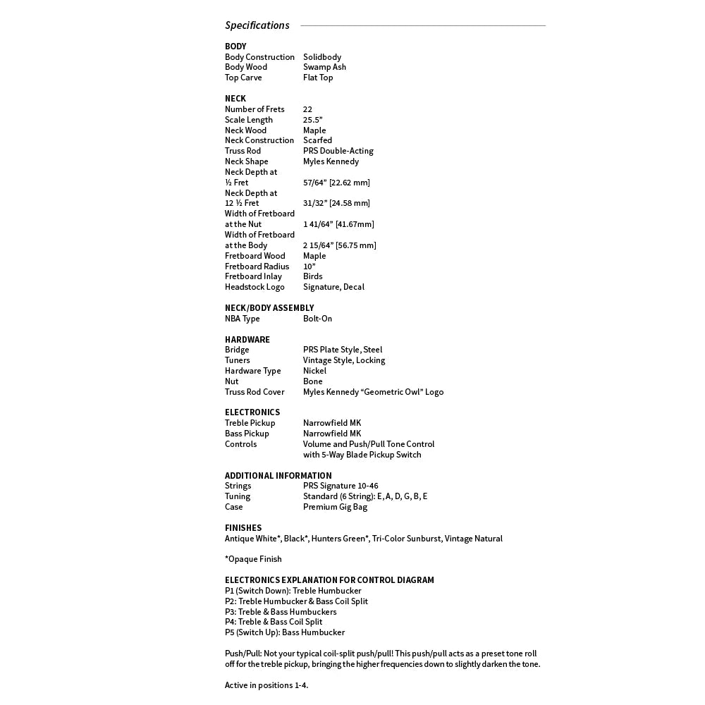 PRS Myles Kennedy, Tri-color Sunburst
