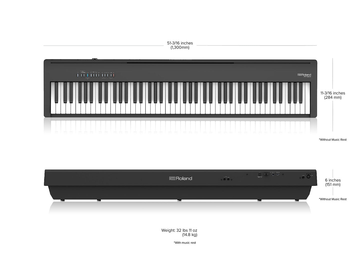 Roland FP-30X 88-key Digital Piano, Black