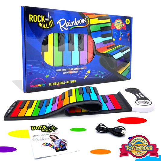 Mukikim 49-Key Rainbow Rock and Roll it Roll-up Piano