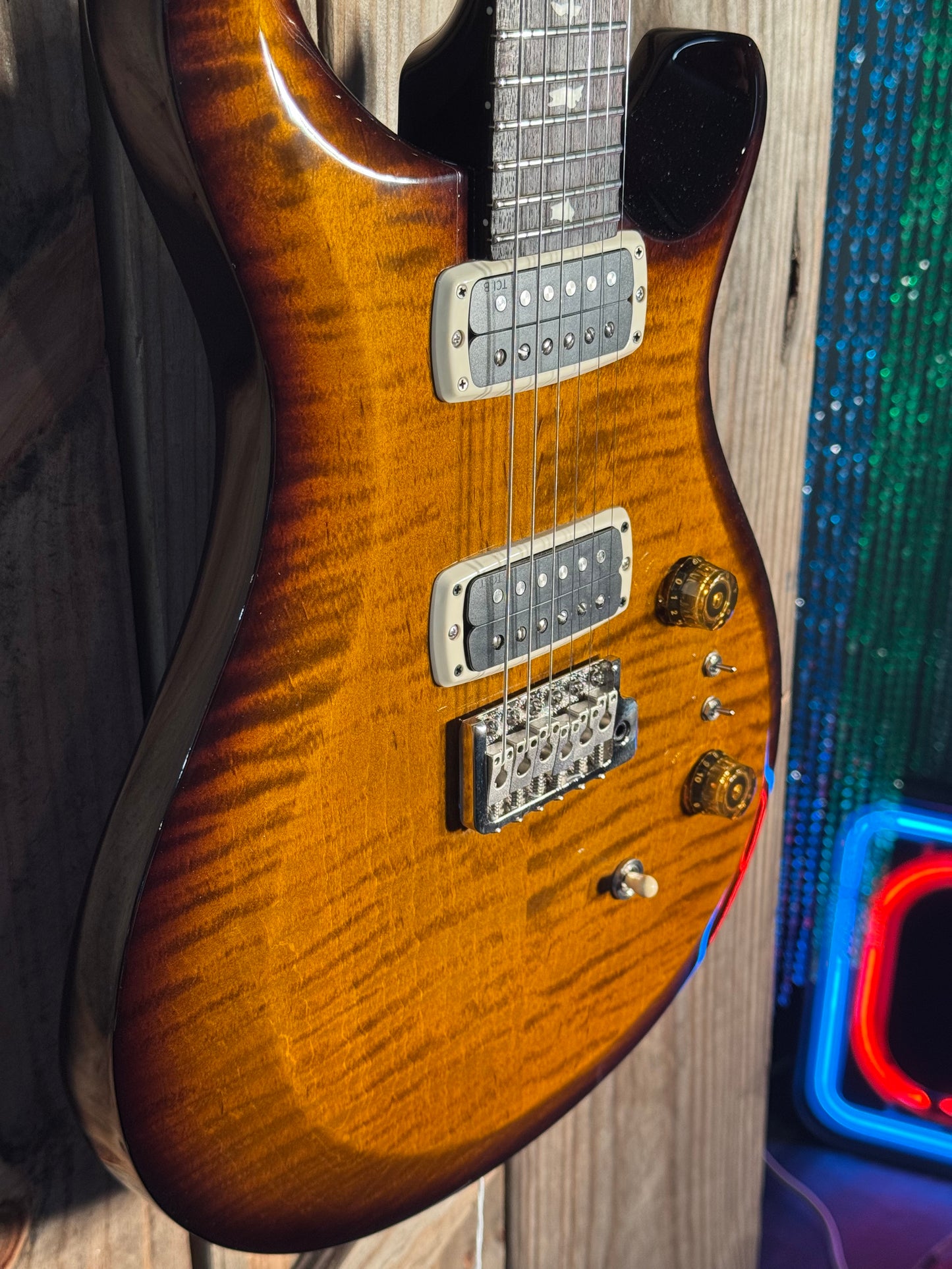 PRS S2 Custom 24-08, Black Amber, Pattern Thin