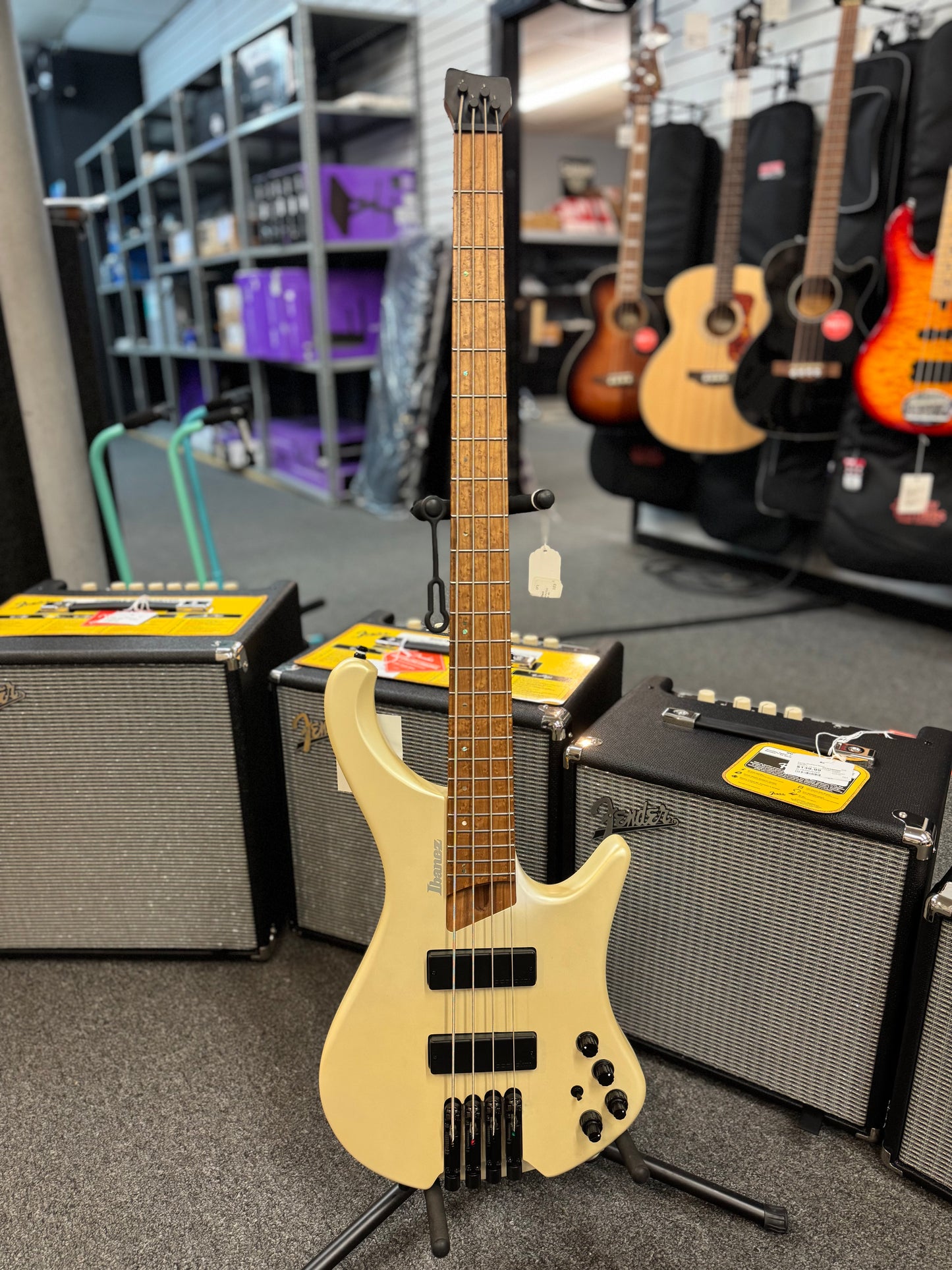 Ibanez EHB1000 Bass Guitar, Headless, Pearl White