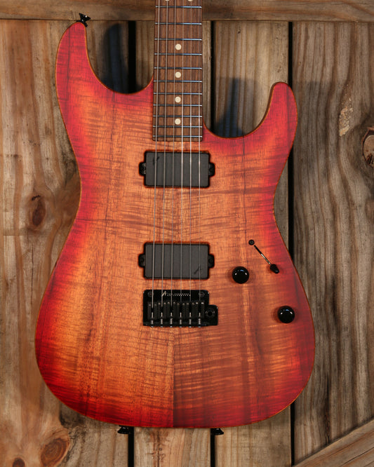 Tom Anderson Drop Top, Figured Koa Top, Solid Rosewood Neck, Satin Cherry Shaded Edge Burst