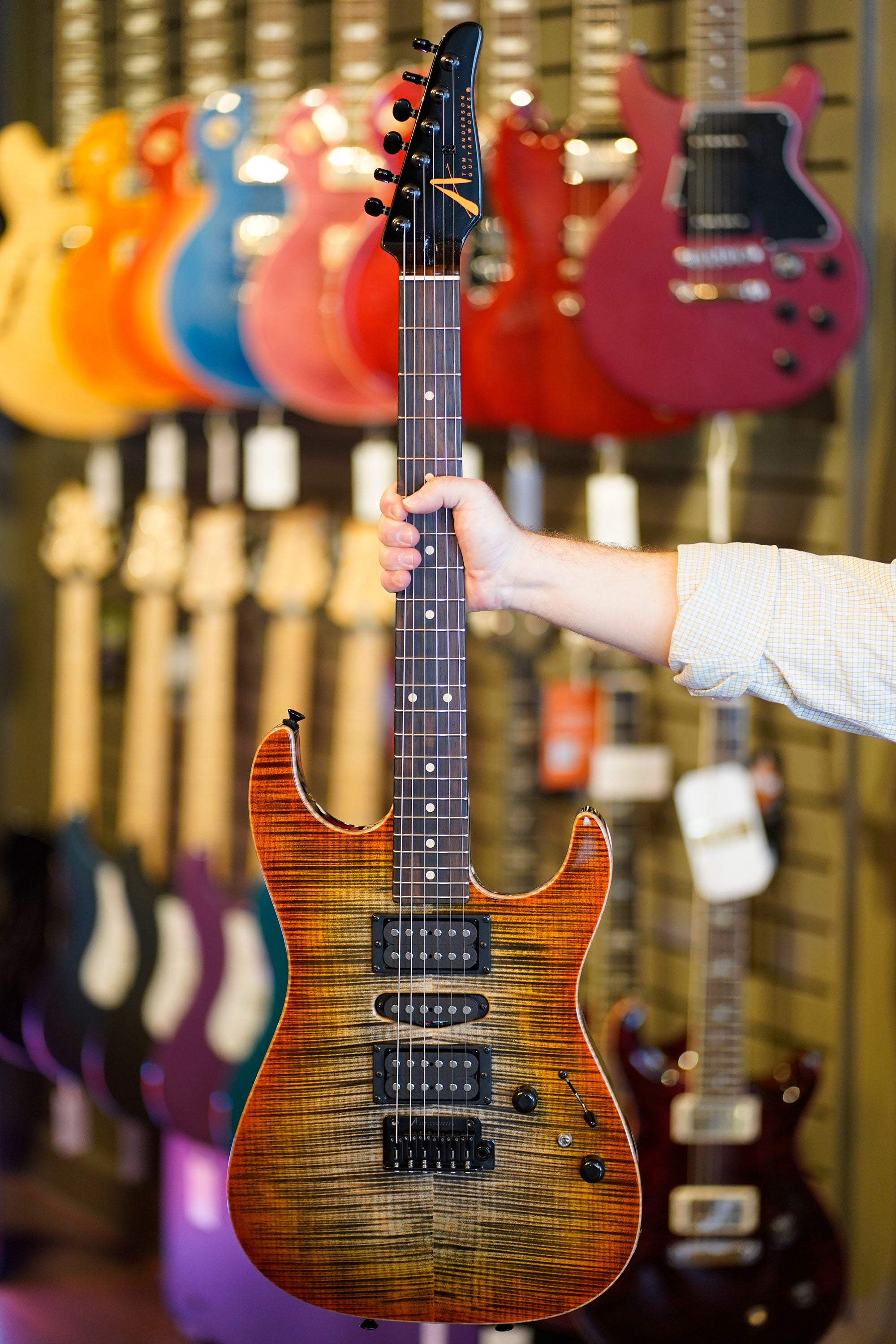 Tom Anderson Cobra S Hollow, Natural Black to Orange Burst