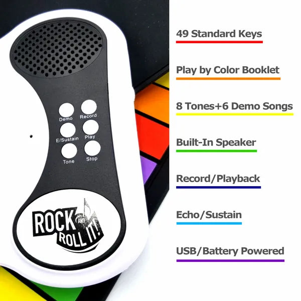 Mukikim 49-Key Rainbow Rock and Roll it Roll-up Piano