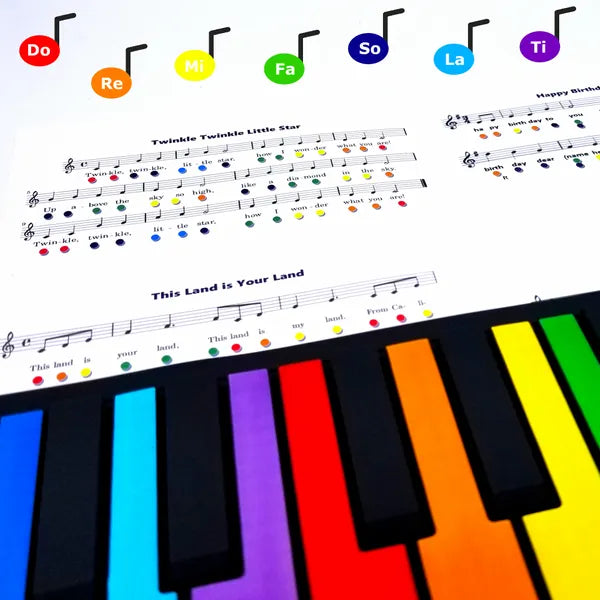 Mukikim 49-Key Rainbow Rock and Roll it Roll-up Piano